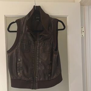 Brown Sleeveless Leather Vest